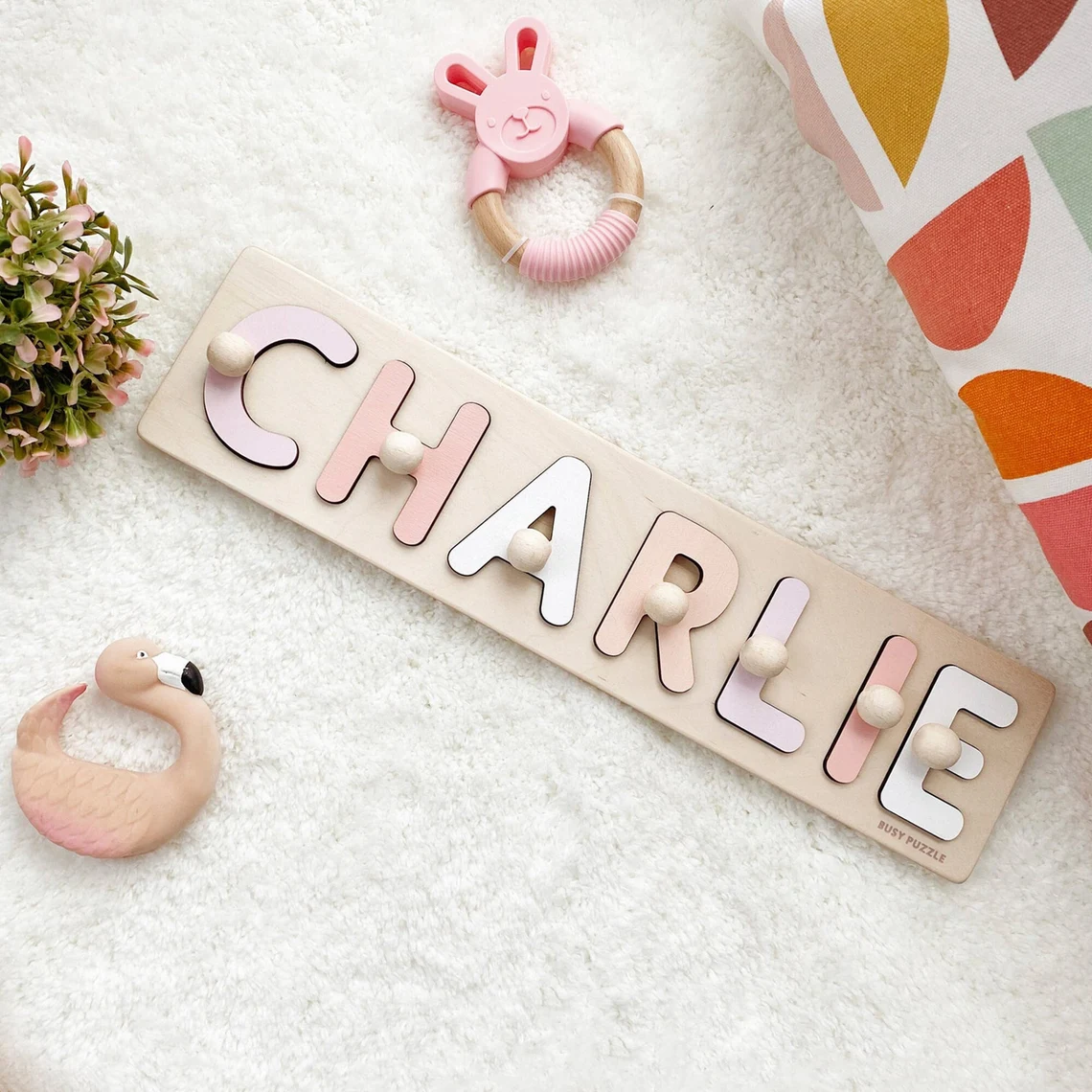 Kids Toys Xmas - Puzzle con nome personalizzato con picchetti