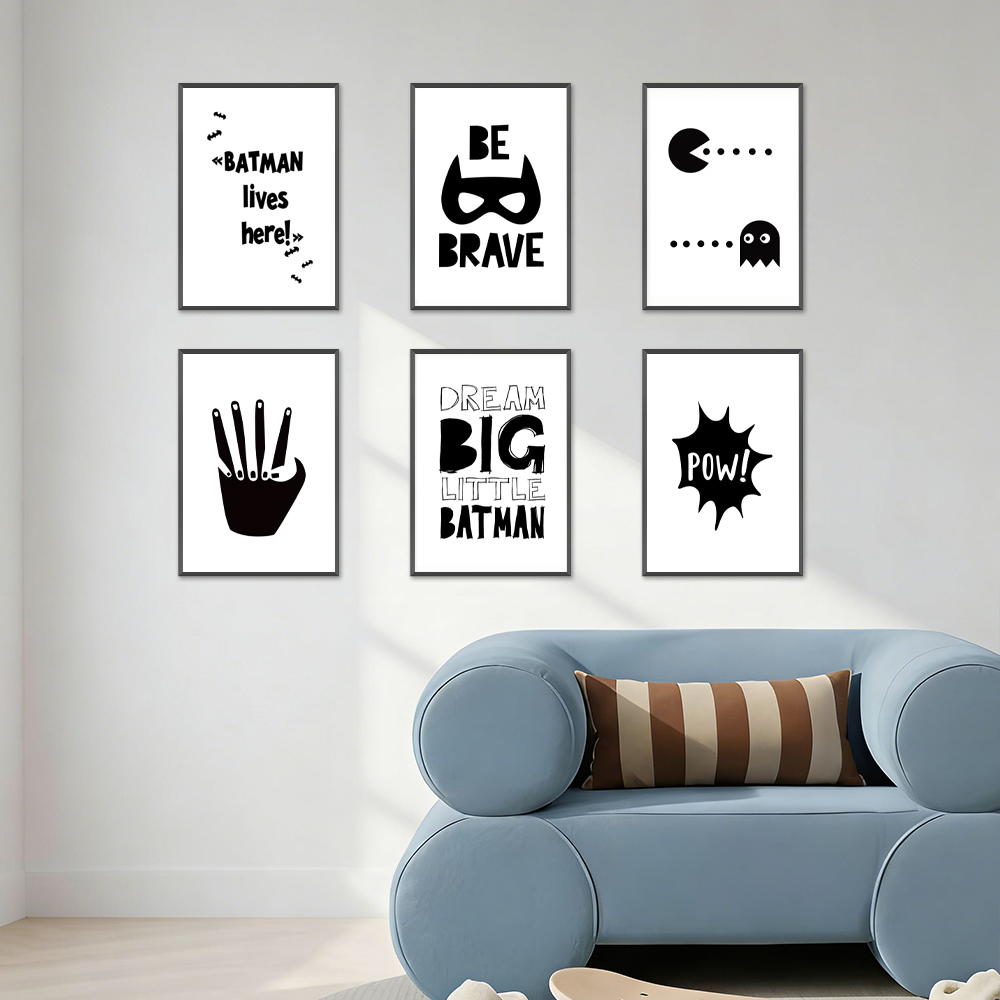 Kids Toys Quotes - Poster Minimalista di Supereroi in Bianco